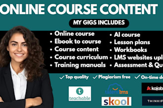 create online course content, training manuals, ebook online course, lesson plan