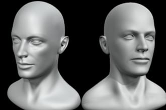 sculpt 3d realistic head, 3d printing, 3d head bust, 3d face model, 3d design