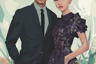 do realistic family portrait, couple art