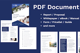 design PDF document report whitepaper proposal report form ebook catalogue