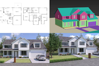 do 3d house exterior design,interior design,and 3d rendering