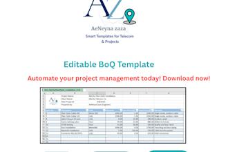 provide editable boq template with auto calculations