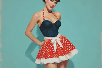 draw a beautiful cartoon pin up girl