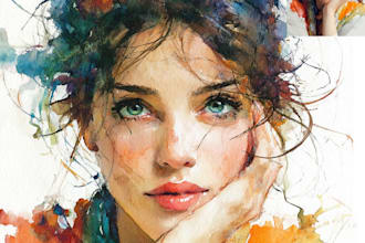paint digital and watercolor portraits