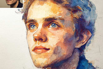 realistic a watercolor portrait art