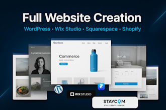 design a full custom website on wordpress, wix studio, squarespace, or godaddy