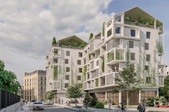 reconstruct 3d residential complex,exterior layout, cgi facade ,site plan render