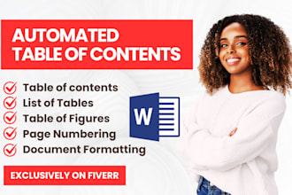 create automated table of contents page numbering in word in 24 hours