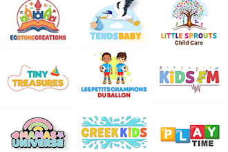 design kids shop, baby store, children daycare or childcare logo