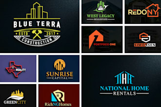 create a real estate, construction and property logo