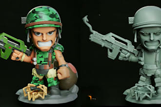 produce custom 3d toys,print stl,mascot character,sculpt chibi stylized3d figure