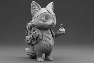 sculpt 3d character, action figure statue, toys, texturing for 3d printing