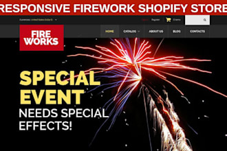 design responsive firework shopify store festival website party rental store