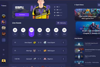 build tournament website, gaming website, sport website, football website