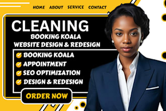 cleaning business website, house, office cleaning service website, booking koala