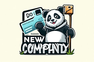 do panda and postcard mascot logo with free revisions and vector file