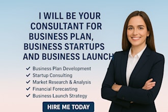 be your consultant for business plan, business startups and business launch