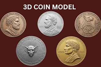 sculpt custom 3d coin model bas relief coin stl challenge coin 3d medallion cnc