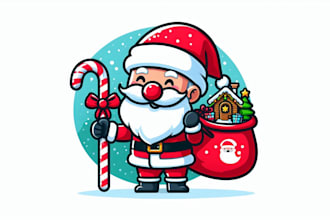 do  santa cartoon christmas logo design with unlimited revision in 12 hours