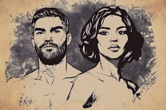 draw retro grunge style portrait