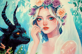 draw anything with watercolor illustration style