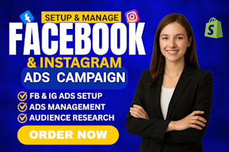 setup shopify facebook ads and instagram ads for leads or sales