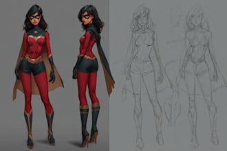 make a super hero comic or character illustration
