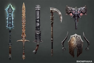 design creative concept art of weapons and items