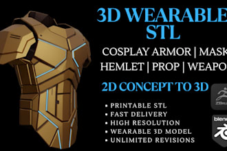 custom 3d printable cosplay helmet mask armor prop weapon stl from 2d photo art