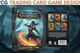 design custom trading card game, tcg card design, card game design, board game