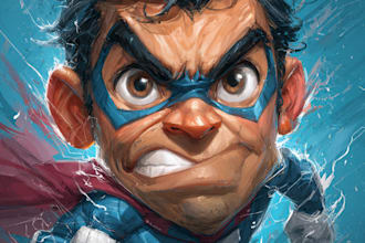create an amazing superhero caricature character