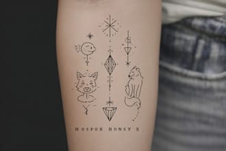 create a small, minimalistic, fine line spiritual tattoo