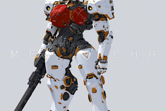 draw high quality robot, mecha concepts