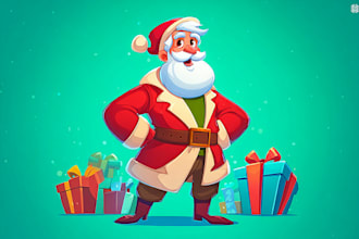 draw a cartoon caricature holiday, winter or christmas card