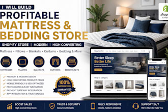 design mattress shopify store pillow store blankets, curtains bedding website