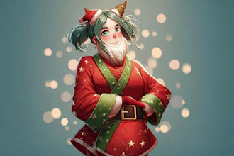 illustrate christmas card, christmas character