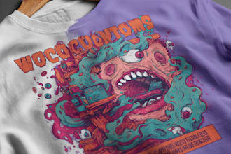 create retro vintage illustration for t shirt print designs