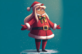 draw funny cartoon caricature for christmas gift, christmas