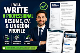 write a professional resume, CV, and linkedin profile