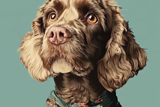 draw pet portrait, vector portrait, animal illustration