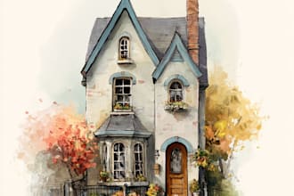 a watercolor house illustration