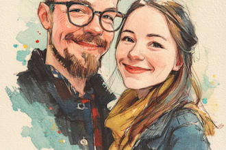 do realistic family portrait, couple art