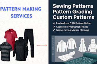 create sewing patterns, pattern grading and custom patterns