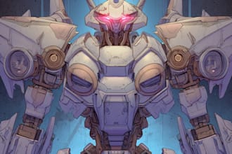 draw amazing character mecha robot illustration