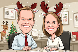 draw christmas couple family or pet portrait