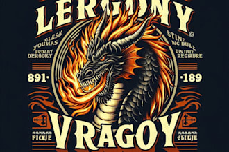 make a vintage legendary dragon fire mascot logo t shirt design