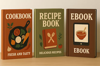 design cookbook cover ,recipe book cover, ebook cover and paperback cover