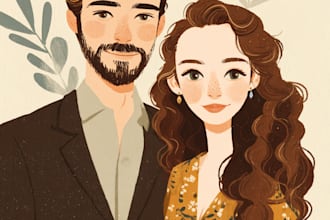 make a watercolor stylish couple, family or any portrait