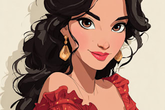 draw cartoon portrait in disney cartoon illustration