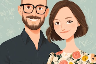 make a watercolor stylish couple, family or any portrait